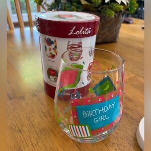 Lolita Birthday Girl Stemless Wine Glass 20 oz in Original‎ Box